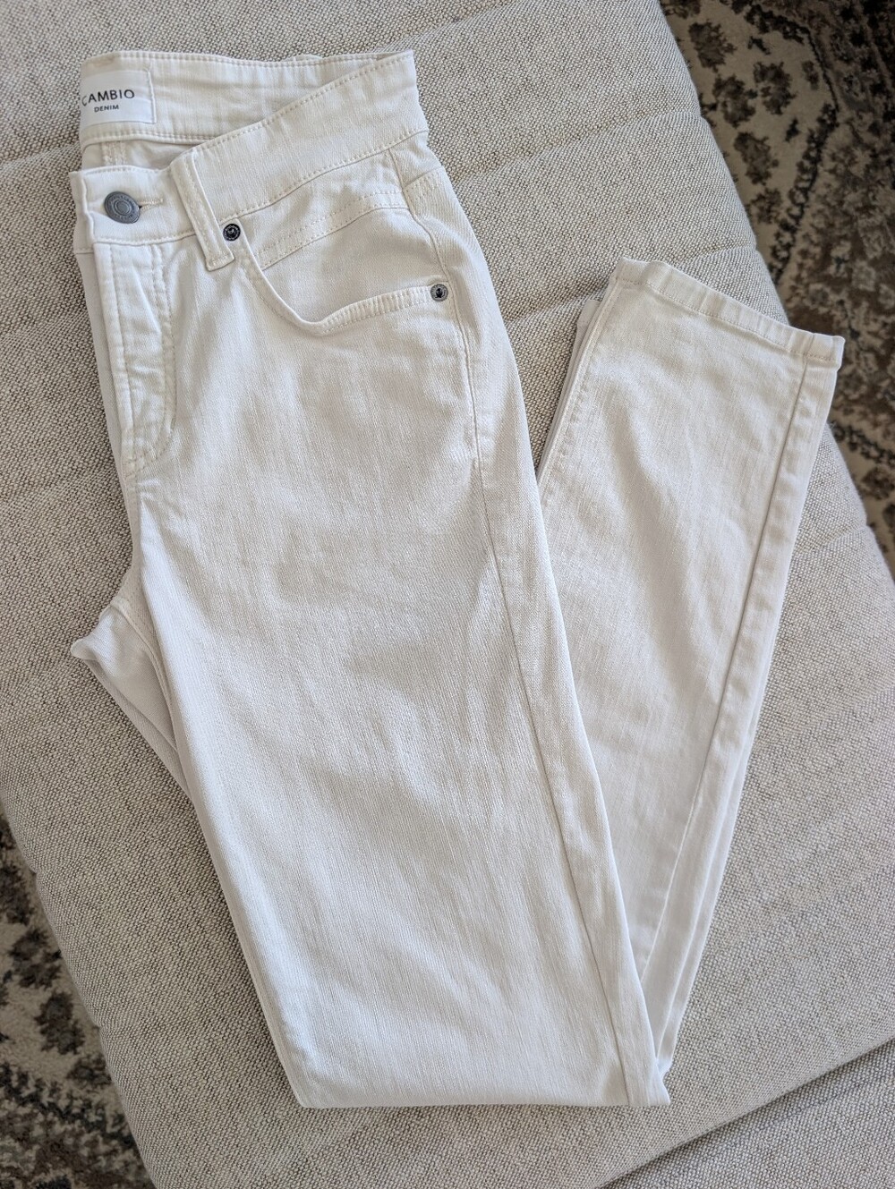 CAMBIO Cream Off-White Skinny Jeans Premium Stretch Denim Size US 2/4